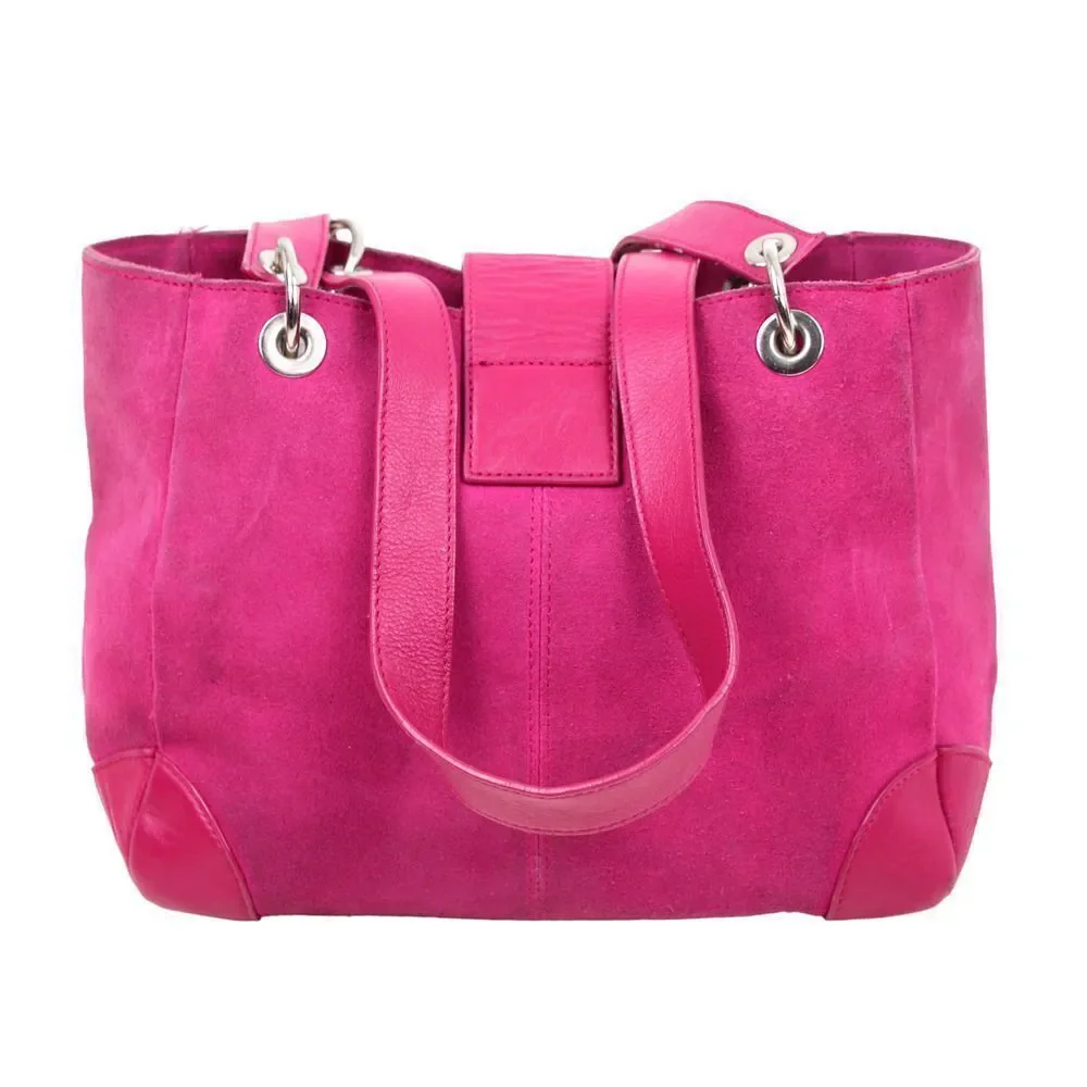 ROOMY BATH & BODY WORKS MAGENTA FAUX LEATHER SUEDE TOTE BOHO SHOULDER BAG PURSE
